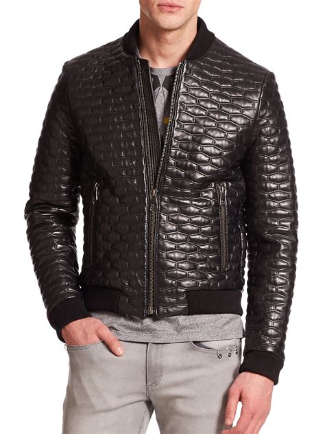 mens versace leather jackets|Versace jacket price.